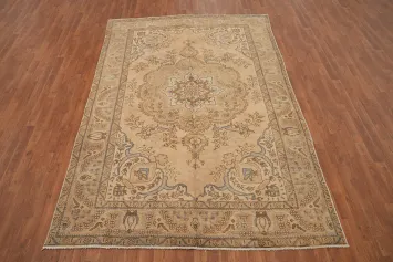 Distressed Vintage Tabriz Persian Area Rug 6x10