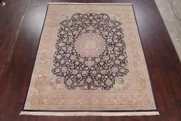 Black Floral Tabriz Oriental Area Rug 8x10