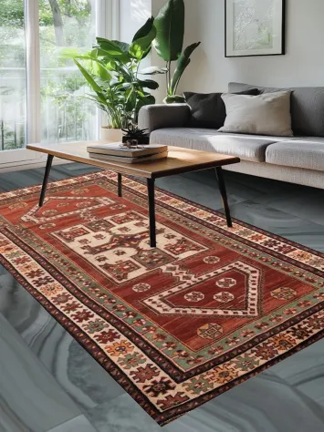 Antique Geometric Red Lori Persian Area Rug 5x10