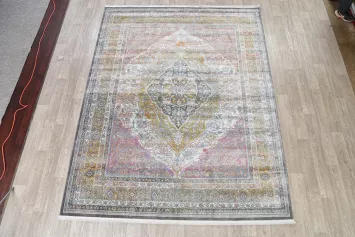 Vintage Style Floral Distressed Heat-Set Area Rugs