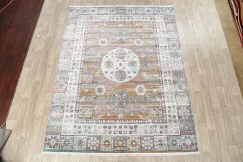 Vintage Style Geometric Distressed Heat-Set Area Rugs