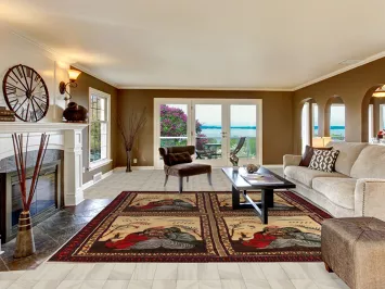 Vintage Pictorial Kashmar Persian Area Rug 9x11