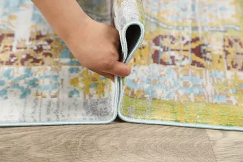 Vintage Style Geometric Distressed Heat-Set Area Rugs