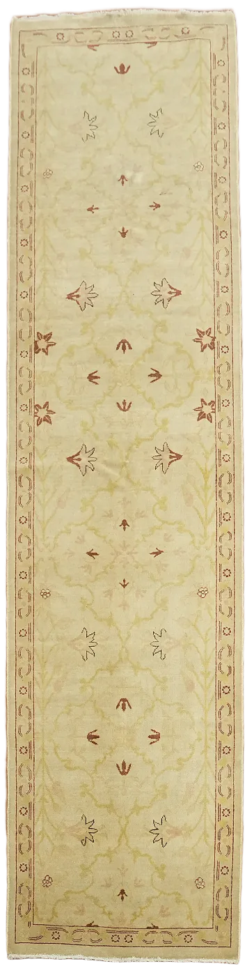 Classical Beige Egyptian Hallway Runner with Delicate Patterns 3'x11'