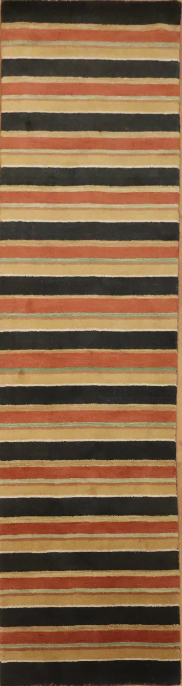 Striped Modern  3x10 Gabbeh Indian Oriental Rug Runner