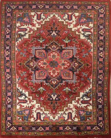 Brand New Geometric Red Heriz Persian Area Rug 5x6