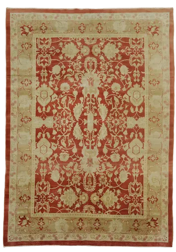 Rust Floral Oushak Turkish Area Rug 9x13