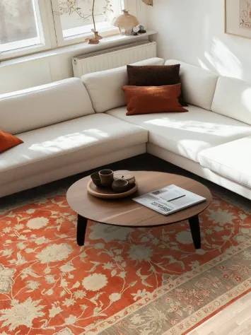 Rust Floral Oushak Egyptian Area Rug 8x11