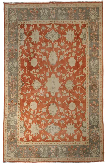 Vintage Style Rustic Red Oushak Egyptian Area Rug 8x11 ft