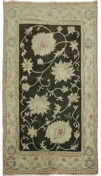 Vegetable Dye Floral Oushak Egyptian Area Rug 5x7