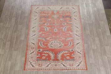 Floral Vegetable Dye Oushak Egypt Area Rug 6x8
