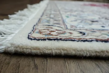 Elegant Red and White Floral Nain Persian Area Rug for Living Rooms 7x10