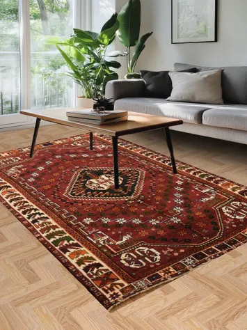 Geometric Shiraz Red Persian Area Rug 5x9