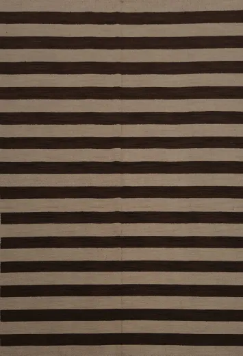 Brown and Beige Stripes Gabbeh Area Rug 8x10 for a Modern Look
