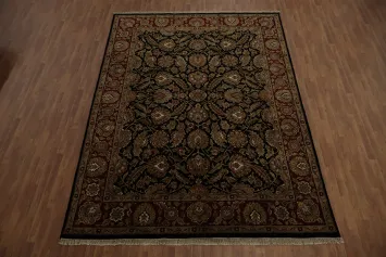 Luxurious Dark Toned Black and Burgundy Agra Rug with Classic Design for Living Room 9x12