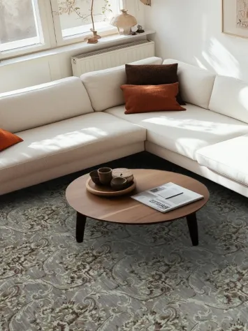 Luxurious Brown Rug with Detailed Paisley Patterns for Living Spaces 9x12