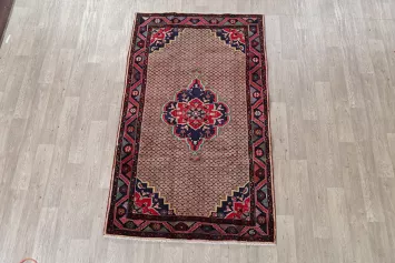 Brown Geometric Ardebil Persian Area Rug 4x7