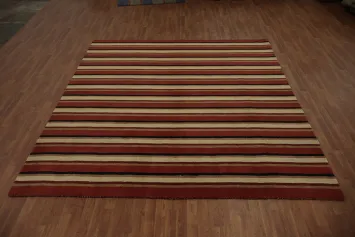 Elegant Striped Gabbeh Area Rug 9x10 for Modern Living Spaces