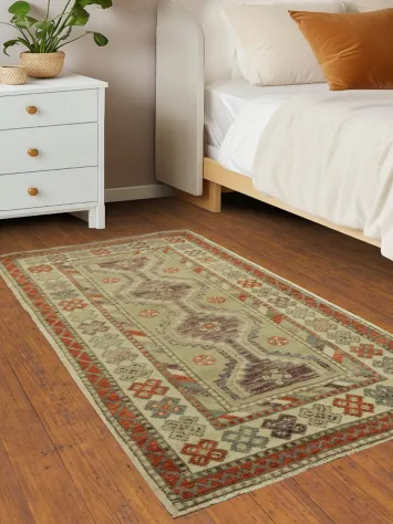 Geometric Anatolian Turkish Area Rug 3x5