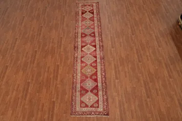 Geometric Red Anatolian Turkish Runner Rug 3x13
