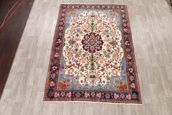 Floral Ivory Bidjar Persian Area Rug 6x9