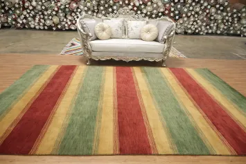 All-Over Striped Gabbeh Oriental Area Rug 9x12