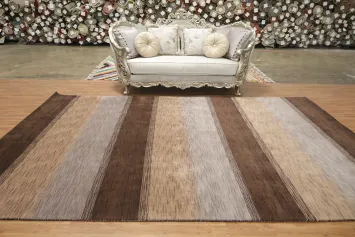 All-Over Striped Gabbeh Oriental Area Rug 9x12