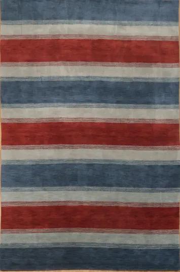 All-Over Striped Gabbeh Oriental Area Rug 9x12