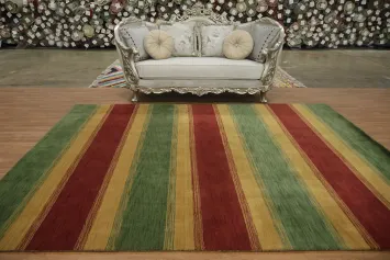 All-Over Striped Gabbeh Oriental Area Rug 8x10