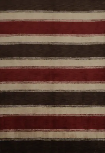 Elegant Gabbeh Area Rug 8x10 with Rich Red and Brown Stripes
