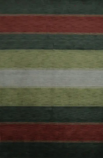 Elegant Earth Tones: Striped Gabbeh Area Rug 7x10 for Modern Homes