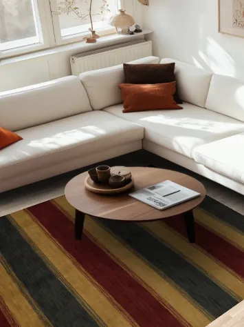 Stylish Striped Gabbeh Area Rug 6x9 in Neutral Earthy Tones