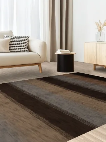 Chic and Contemporary Striped Gabbeh Area Rug 6x9 in Earthy Hues