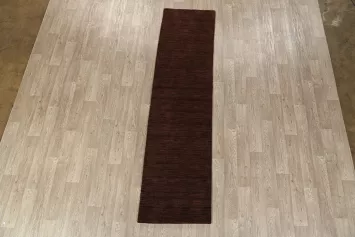 Brown Modern Gabbeh Indian Runner Rug 3x10