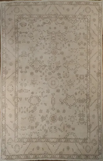 Old Vegetable Dye Oushak Turkish Wool Area Rug 6x10