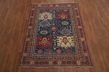 Blue Geometric Heriz Serapi Oriental Rug 5x7