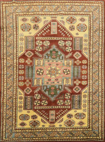 Geometric Super Kazak Oriental Rug 5x6