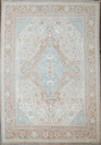 Vegetable Dye Geometric Oushak Turkish Area Rug 9x12