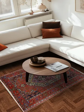 Wool & Silk Red Turkoman Persian Area Rug 4x6