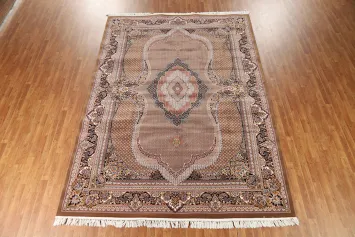 Brown Geometric Tabriz Turkish Area Rug 8x12