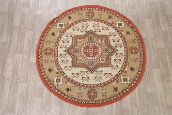 Geometric Kazak Turkish Round Area Rug 6x6