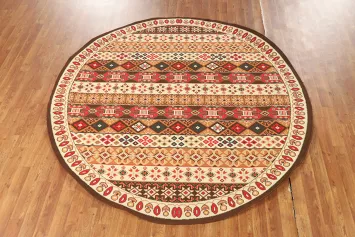 Round Geometric Oushak Turkish Oriental Area Rug 7x7