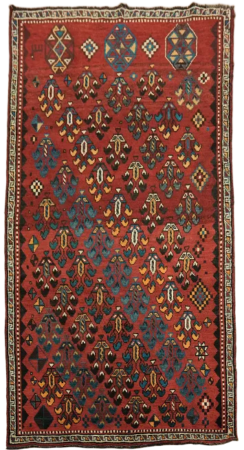 Vintage Geometric Red Lori Persian Area Rug 5x9