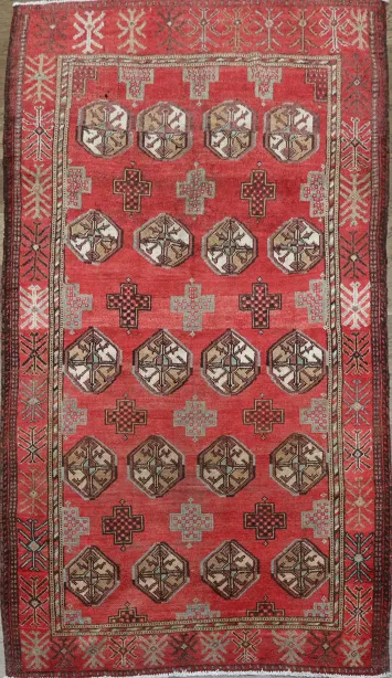 Antique Geometric Balouch Persian Area Rug 4x7