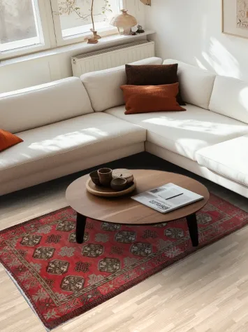 Antique Geometric Balouch Persian Area Rug 4x7