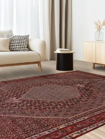 Vintage Geometric Bidjar Persian Area Rug 7x9