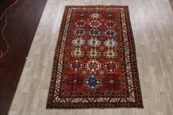 Antique 100% Vegetable Dye Kazak Caucasian Area Rug 7x10