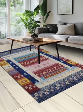 Tribal Patchwork Moroccan Area Rug 5x9