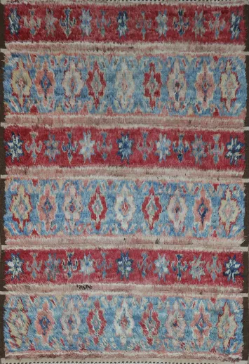 Artistic Red and Blue Striped Rug Adds Colorful Flair 5x8