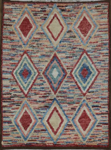 Multicolored Bohemian Diamond Rug with Modern Flair 8x11